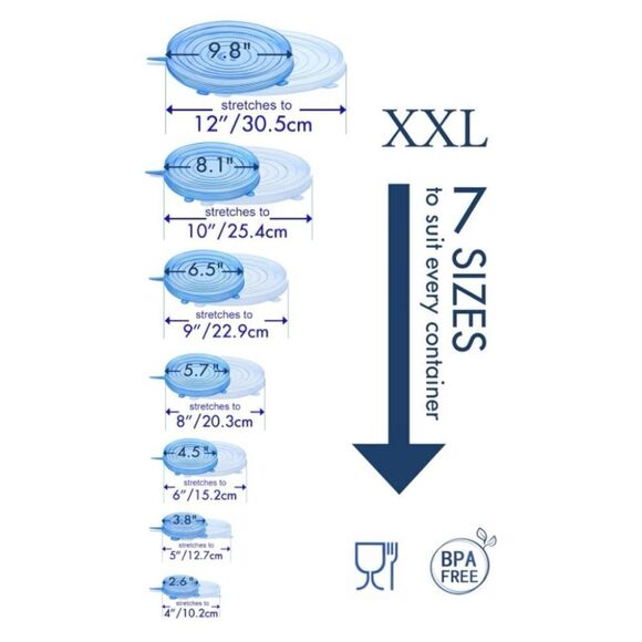 Silicone Stretch Lids 14 Pack Include 2Pcs Size up to 9.8'' Diameter Reusable - Picture 3 of 5